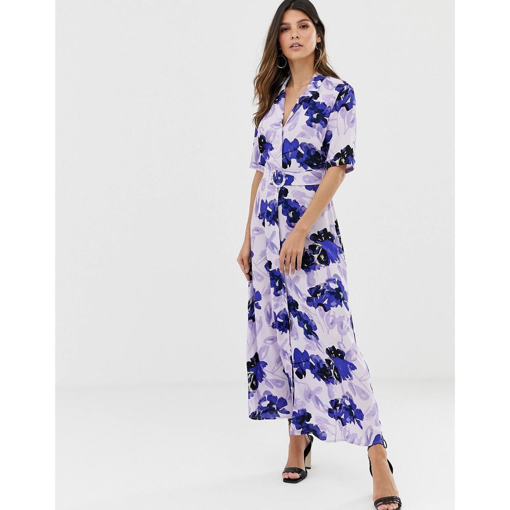 NWT Y.A.S‎ Floral Shirt Maxi Dress Button Up Shirt Dress Size 10 UK / 6 US $115